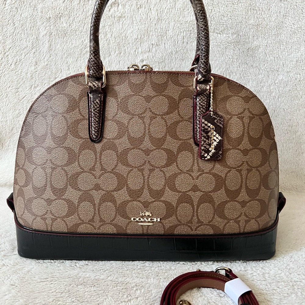 Coach Tan and Black Signature Satchel